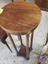 1 Wooden Plant Stand and 1 Drop Leaf Vintage Table