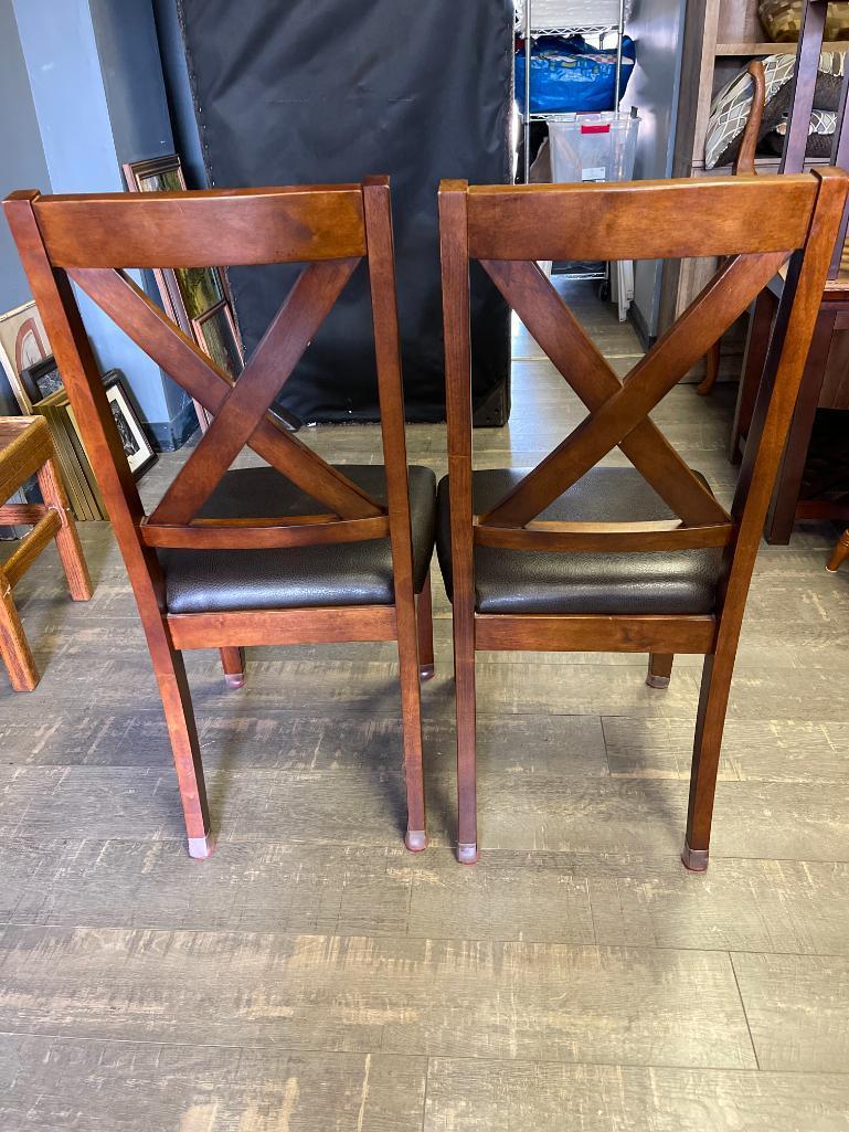 Two Dining Chairs w/Faux Leather Seat Bottoms