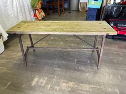 Wood and Metal Framed Bench