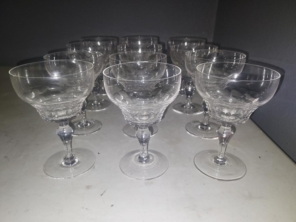 Twelve King Cole Cut Crystal Stemmed Wine Glasses