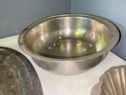 Three Piece King Cole Lot Incl Mixing Bowl, Stainless Shell Serving Dish and Carving Platter