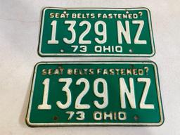 Group of Matching 1973 Ohio License Plates