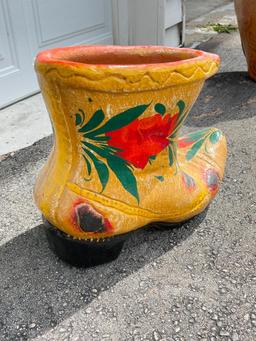 Large Pottery Boot Planter