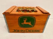 Wood, John Deere Checkers Box with Most of the Checkers