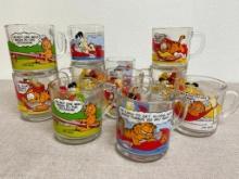 Set of 11 McDonald's Garfield Glass Mugs