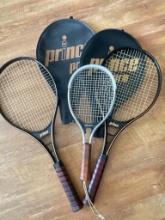 Pair of Vintage Tennis Rackets and Racquetball Racket