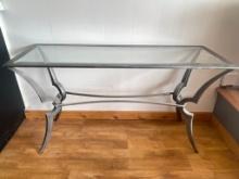 Heavy Metal Glass Top Console Table