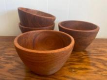 Set of 4 Kalmar Designs Teak Wood Bowls
