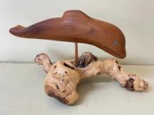 Wooden Carved Dolphin on Burled Wood