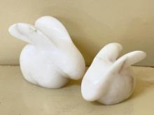 Pair of Stone Carved Rabbits