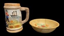 Bamboo Bowl and Souvenir Mug from Nassau Bahamas