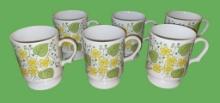 (6) Vintage Floral Footed Coffee Cups