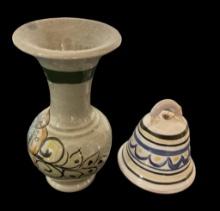Mexican Tonala Style Bud Vase and Bell