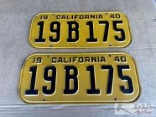 Pair of 1940 California License Plate