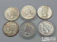 (6) 1922-1935 Silver Peace Dollars
