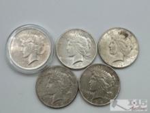 (5) 1922-1934 Silver Peace Dollars