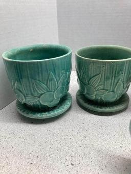 Pottery vases, some marked USA