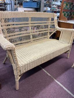 wicker loveseat and matching table