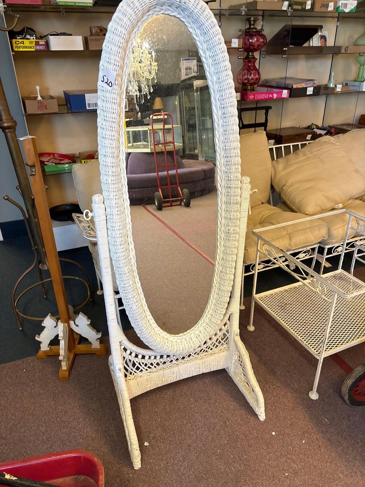 Nice wicker dressing floor mirror