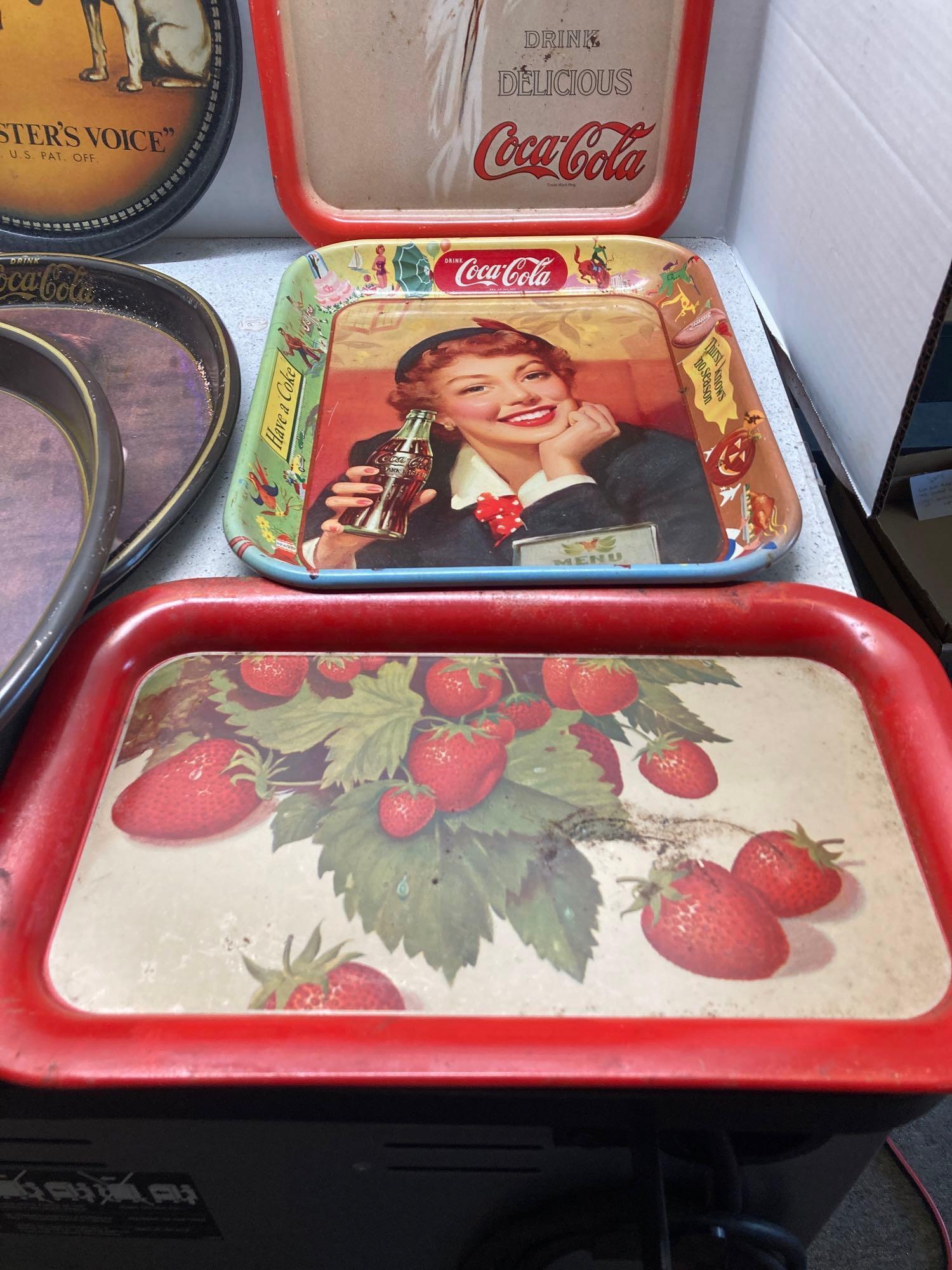 Vintage trays mainly Coca-Cola