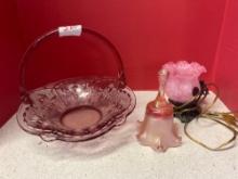 Pink tiara Baroness basket, pink bell, pink tulip lamp