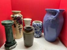 Vintage Vase 1930 ransbottom 14? vase or Shawnee, blue and white ginger jar no lid, imperial art