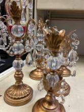 6 ornate glass candelabras