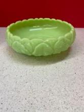 Fenton water lily jadeite Uranium glass bowl