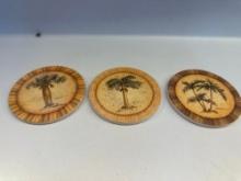 Set of 3 Palm Tree Ceramic Coasters