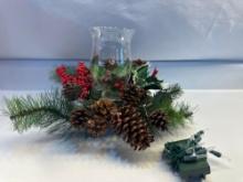 Christmas Decorative Candle Holder Center Piece / Battery Light Set