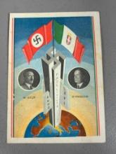 Pre WWII 1938 Italian Propaganda Postcard Rome - Berlin Alliance
