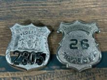 Two Vintage Obsolete Transit Police Badges New York, Regional