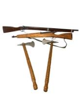 Cap Gun, Wooden 1903 Rifle, Two Decorative Axes