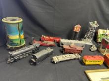 Lionel 665 Steam Engine & tender, rolling stock, track, transformer, layout accessories, train lamp
