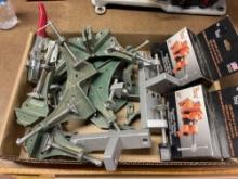 Box of Angle Clamps, 1/2 In. Clamp Fixtures, & Clamp Bases