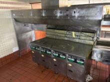 Pitco Fryer with Very Large Hood and Roof Vent
