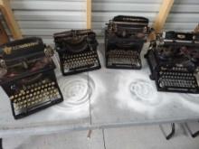 4 Early Typewriters LC Smith, Woodstock, Royal