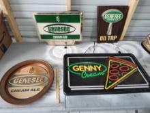 4 Genesee Beer Signs, (3) Are Light ups