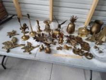 Large Lot Of Brass Decor Eagle, Pineapple, Bear, Rabbit, Geese, etc