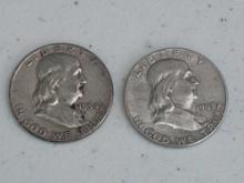 2 Franklin Silver Half US Dollars