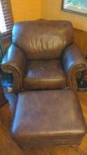 Seven Seas Brown Leather Chair and ottoman