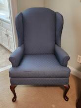 Broyhill blue upholstered chair, Queen Anne style