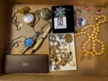 Assorted Costume Jewelry, Pocket Watches, and more