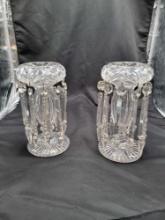Pair of 19th Century crystal lustres with crystal drops