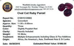 15.36 ctw Oval Mixed Ruby Parcel
