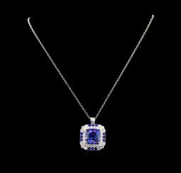 GIA Cert 16.70 ctw Tanzanite, Sapphire and Diamond Pendant