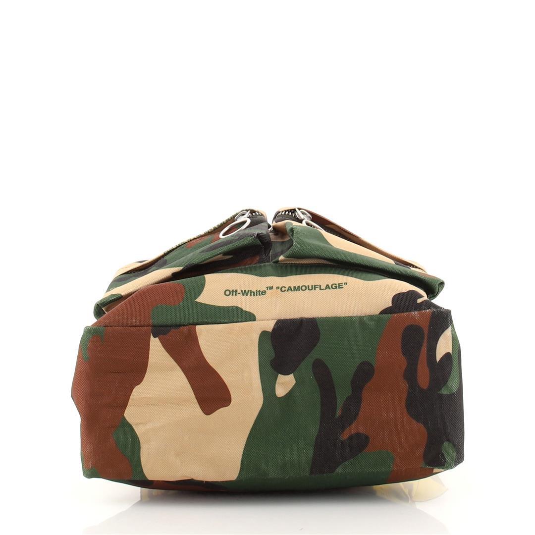 Off White Double Front Pocket Backpack Printed Canvas