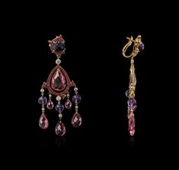 Ralph Lauren 54.06 ctw Multi Gemstone and Diamond Earrings - 18KT Rose Gold