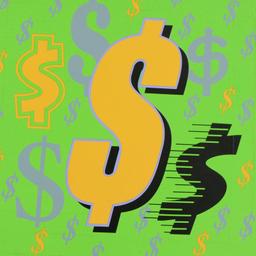 Dollar Signs (Green Italic) by Steve Kaufman (1960-2010)