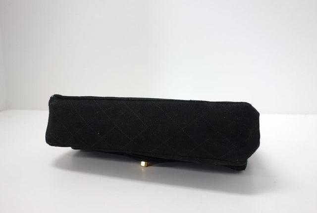 Chanel Black Quilted Fabric Medium Flap Bag
